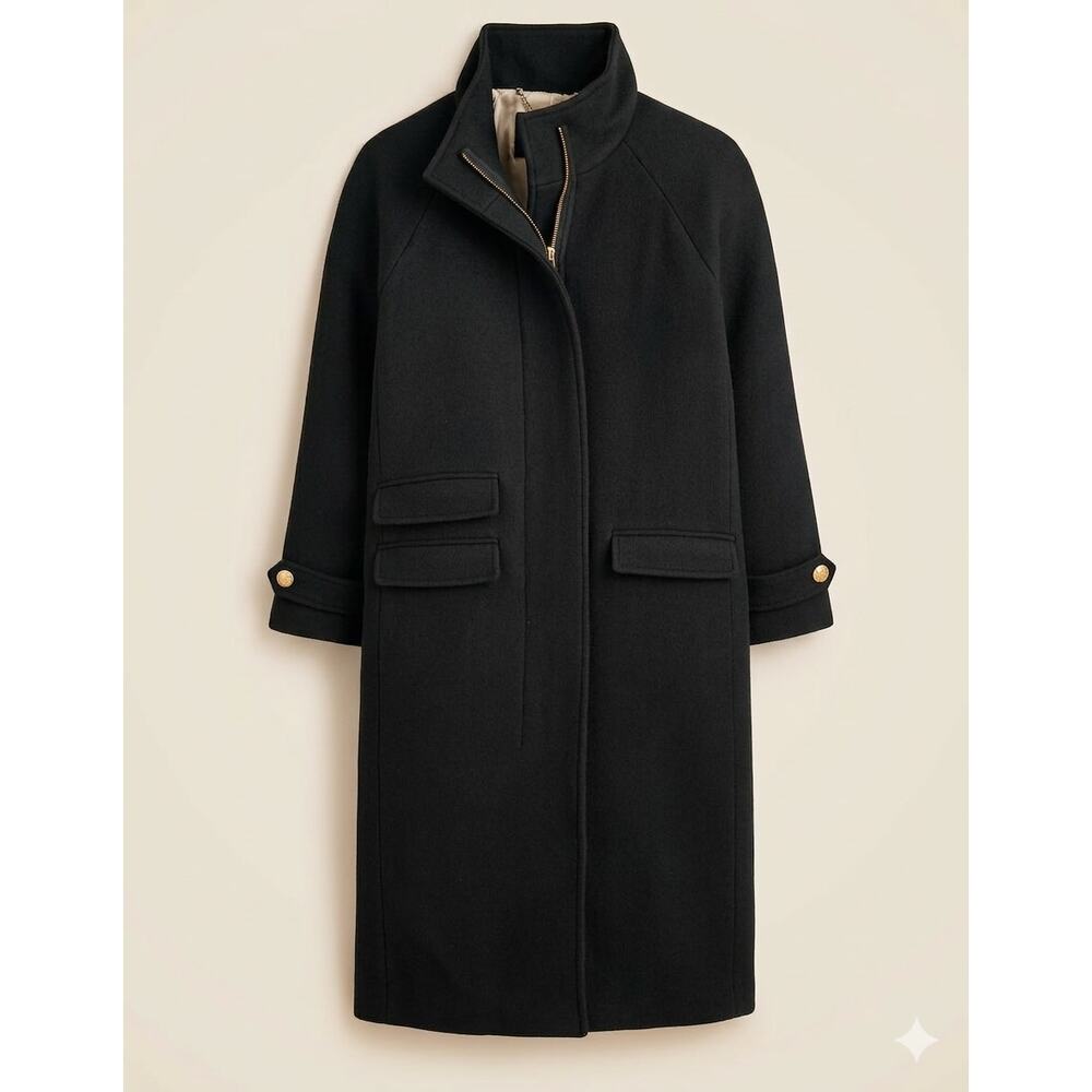 NWT J.Crew Petite Long Toscana Coat in Italian Stadium-Cloth Wool Blend Sz 12P